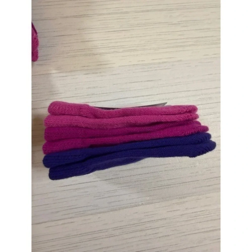 Cat & Jack Toddler Girls 3 Pack Knit Mittens Pink Purple Size 2T-5T NEW